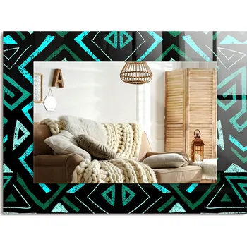 Zrcadlo Zrcadlo nástěnné s ozdobným rámem Geometrický vzor tyrkysové 80x60 cm