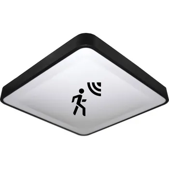 Stropní Svítidlo LED-ONE černý s pohybovým senzorem 24W, neutrální bílý hliník
