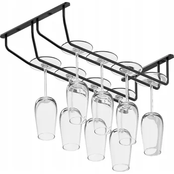 Sklenice Držák na skleničky na víno, dvouradý, matná černá barva, ALKO