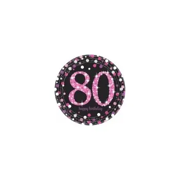Party nádobí Talíře Amscan k 80. narozeninám 23 cm 8 ks