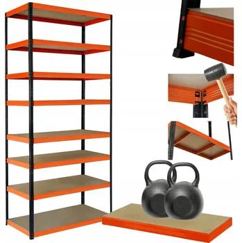 Dílenský regál Kovový regál skladový stojan HELIOS 270x75x30cm 8 polic x 275kg VYSOKÝ