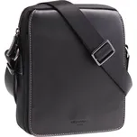 Pánská textilní crossbody taška Hexagona 299162 černá s koženou klopnou