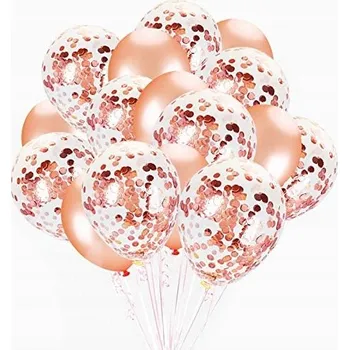 Balónek BALÓNKY sada s KONFETAMI ZLATÁ RŮŽOVÁ rose gold XL