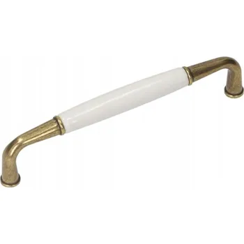 Nábytková úchytka porcelán bílý se zlatem UP16, délka 128 mm