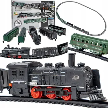 Vláček a vláčkodráha VOJENSKÁ ELEKTRICKÁ VLÁČKODRÁHA - SADA: LOKOMOTIVA, VAGÓNY A KOLEJE 270 cm