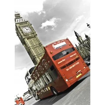 Obraz Plakát Big Ben Londýnský Autobus bez rámu 20,5 x 28,4 cm
