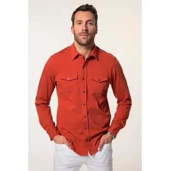 Pánská košile JP1880, Plus size Tepláková košile JP1880, dlouhé rukávy, Kent límeček, Modern Basic střih, do 8XL pro plnoštíhlé nadměrná velikost, 835512676-1456, oranžový, 7XL, Plus size oblečení, Oblečení pro vysoké muže, Nadměrné velikosti, Oblečení pro plnoštíhlé.