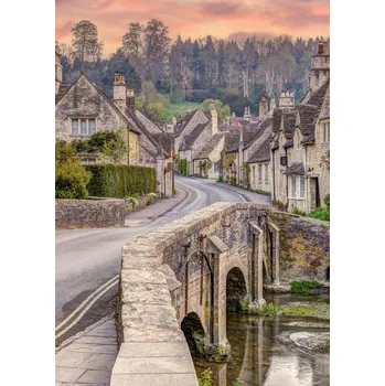 Obraz Plakát Domy a kamenný most bez rámu 50 x 70 cm