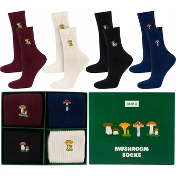 Dámské ponožky Dámské ponožky SOXO v krabičce s motivem houbiček, 4 kusy