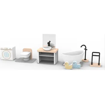 Doplněk pro panenku DŘEVĚNÝ NÁBYTEK DO DOMEČKU PRO PANENKY - KOUPELNA