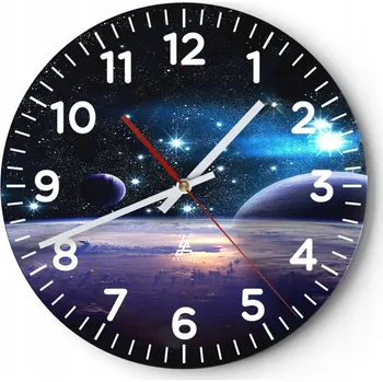 Hodiny Nástěnné hodiny do obýváku 40x40 Kosmos Kulatý Skleněné hodiny Loft Tiché