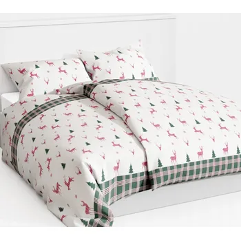 Povlečení Druhá jakost vánoční povlečení flanelové teplé set 140x200+1x70x80 5B