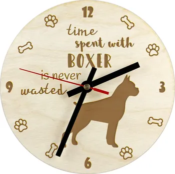 Hodiny Bokser, Boxer I - hodiny se psem, dřevěné hodiny, nástěnné hodiny pro milovníky psů