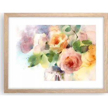 Obraz Obraz plakát v rámu světlý dub do obýváku 40x30 květiny foto na zeď