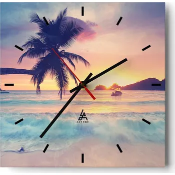 Hodiny Velké nástěnné hodiny 40x40 Krajina Skleněné hodiny Tiché