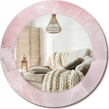 Zrcadlo Stylové kulaté zrcadlo na zeď s potiskem Růžový kámen průměr 50 cm