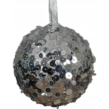 Vánoční dekorace Vánoční Koule na vánoční stromeček kulatá se třpytkami STŘÍBRNÁ lesklá na stromeček 8 cm
