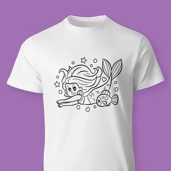 Dívčí tričko Mořská víla Omalovánkové dětské tričko Velikost: 146 cm / 10 let
