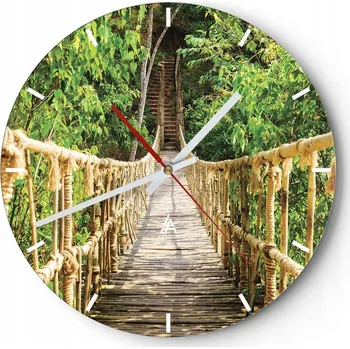 Hodiny Velké nástěnné hodiny na zeď 40x40 Džungle Skleněné hodiny Kulatý Tiché