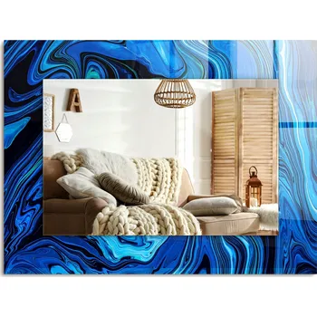 Zrcadlo Zrcadlo nástěnné s ozdobným rámem Abstraktní modrý vzor 80x60 cm