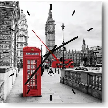 Hodiny Nástěnné hodiny do kuchyně 30x30 Město Stylové hodiny na skle Loft Tiché