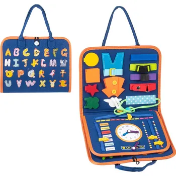 Hračka pro nejmenší Montessori smyslová vzdělávací kniha - modrá