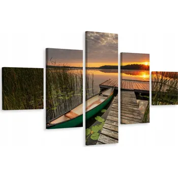 Obraz Vícedílný obraz Léto JEZERO Východ Slunce Nebe 250x150 cm