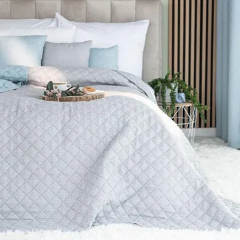 Přehoz na lůžko Světle šedý přehoz na postel MOLLY 170x210 cm