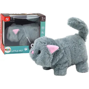 Hračka pro nejmenší Mamido Interaktivní plyšová kočička - chodící a mňoukající šedá