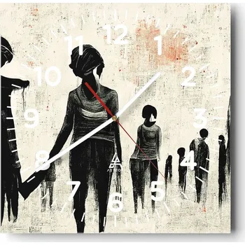 Hodiny Velké nástěnné hodiny na zeď 40x40 Ženy Skleněné hodiny Čtvercové Tiché