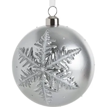 Vánoční ozdoba Stříbrná skleněná vánoční koule 8 cm