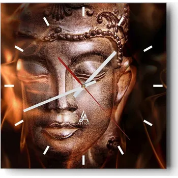 Hodiny Nástěnné hodiny do kuchyně 30x30 Buddha Stylové hodiny na skle Loft Tiché