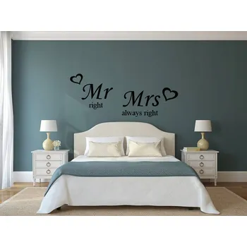 Samolepící dekorace Samolepka na stěnu citát "Mr & Mrs" dekorace