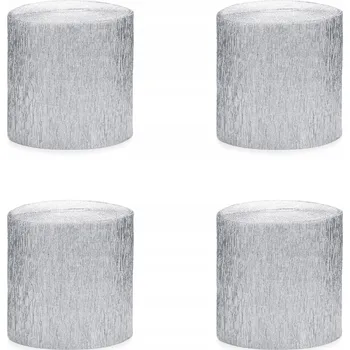 Stuha Krepová papírová stuha 5 cm / 10 m 1 balení / 4 ks krepový papír STŘÍBRNÁ BARVA
