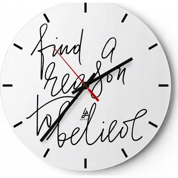 Hodiny Nástěnné hodiny do kuchyně 30x30 Typografie Skleněné hodiny do obýváku Tiché