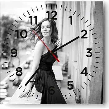 Hodiny Nástěnné hodiny do obýváku 40x40 Žena Bezhluké hodiny na skle Tiché