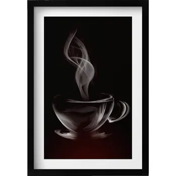 Obraz Dekorativní nástěnný obraz v černém rámu Abstraktní šálek kávy 40x60 cm