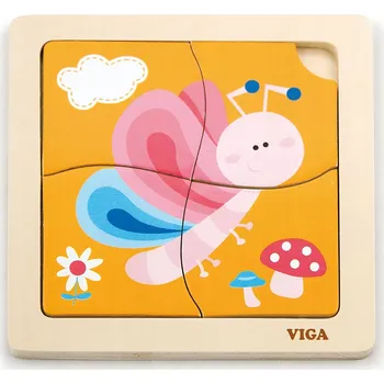 Puzzle PUZZLE Dřevěné Puzzle Motýlek na Podložce 50136 VIGA