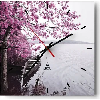 Hodiny Velké nástěnné hodiny 40x40 Krajina Skleněné hodiny Tiché