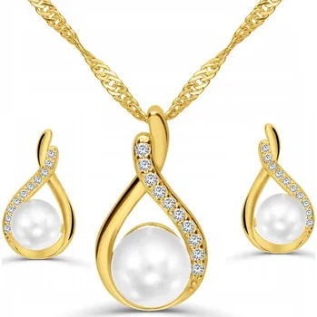 Souprava šperků Sada šperků silvermark925 stříbro pozlacené perlou, zlatá barva