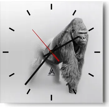 Hodiny Velké nástěnné hodiny 40x40 cm Zvířata Skleněné tiché hodiny