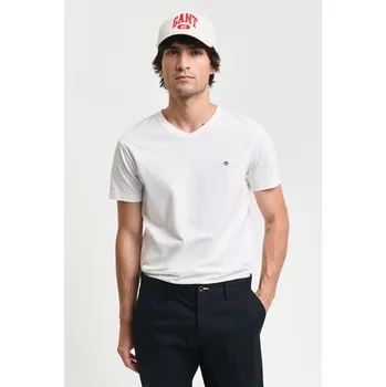 TRIČKO GANT SLIM SHIELD V-NECK T-SHIRT WHITE