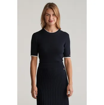 Dámský svetr SVETR GANT CONTRAST RIBBED SS C-NECK EVENING BLUE