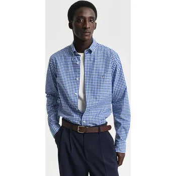 Pánská košile KOŠILE GANT REG CLASSIC POPLIN GINGHAM SHIRT COLLEGE BLUE