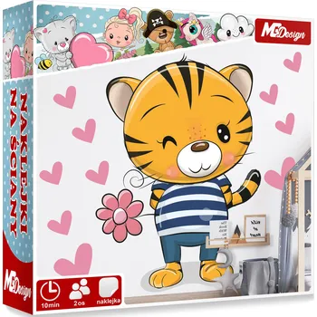 Samolepící dekorace XL VELKÁ Samolepka na stěnu TYGRÍK SRDCE 76x57