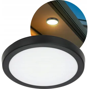 Stropní svítidlo LED 24W Černé Kulaté CCT Nastavení Barvy Přisazené