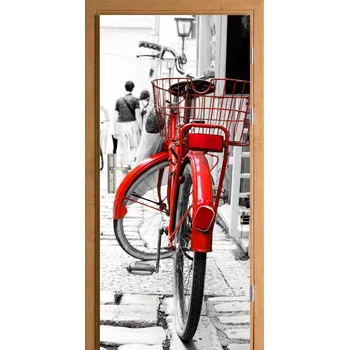 Fototapeta Samolepicí nálepka na dveře červeného kola