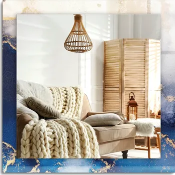 Zrcadlo Stylové nástěnné Zrcadlo čtvercové 60x60 cm - Abstraktní umělecký design