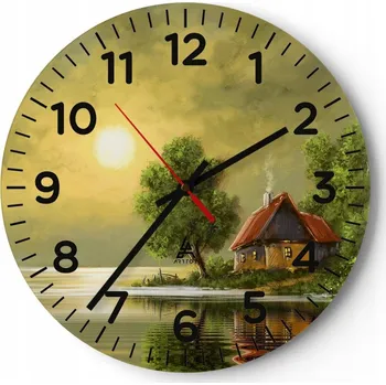 Hodiny Velké nástěnné hodiny 40x40 Krajina Skleněné hodiny Kulatý Tiché