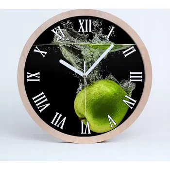 Hodiny Kuchyňské nástěnné hodiny zelená jablka průměr 20 cm